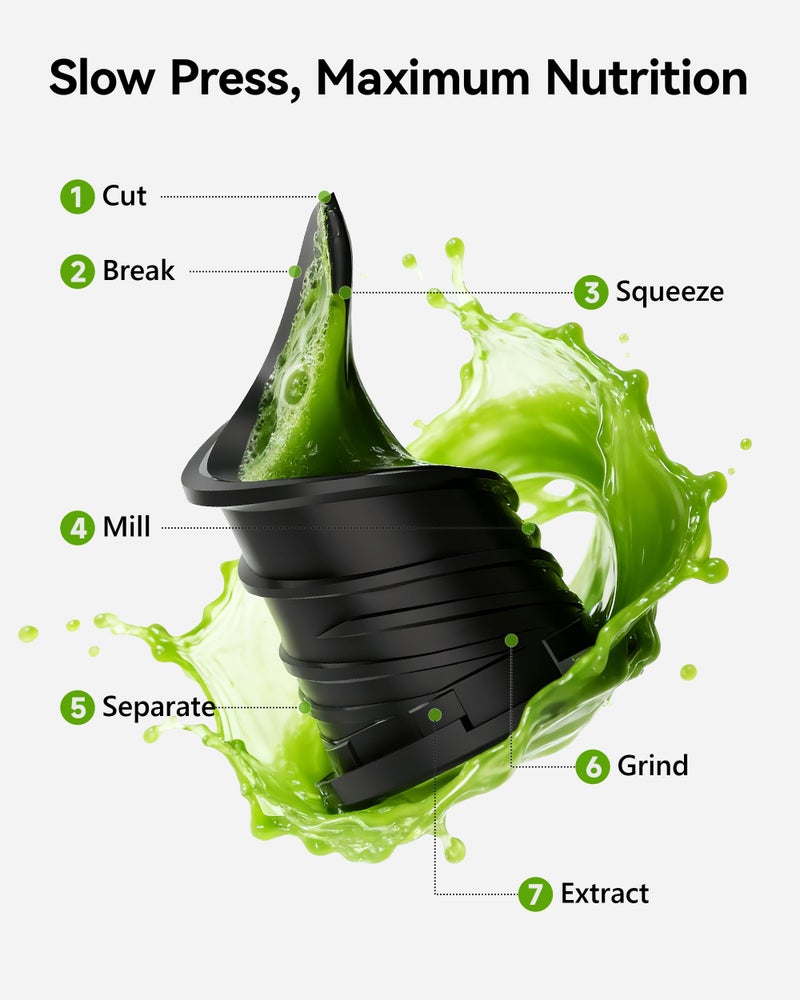EUHOMY Cold Press Juicer Machines, EUHOMY 5.8" Wide Feed Chute, Slow Masticating Juicer for Whole Vegetables and Fruits, 99.6% High Juice Yield, Easy to clean, Juicer Machines with BPA Free - Image 3