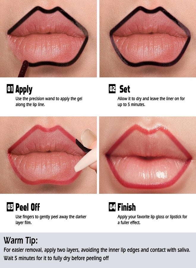 كيموز محدد شفاه كيموس القابل للتقشير، لون شفاه يدوم طويلاً، مقاوم للماء، لا يترك أثراً، لون غني، لمسة نهائية مطفية - Image 3