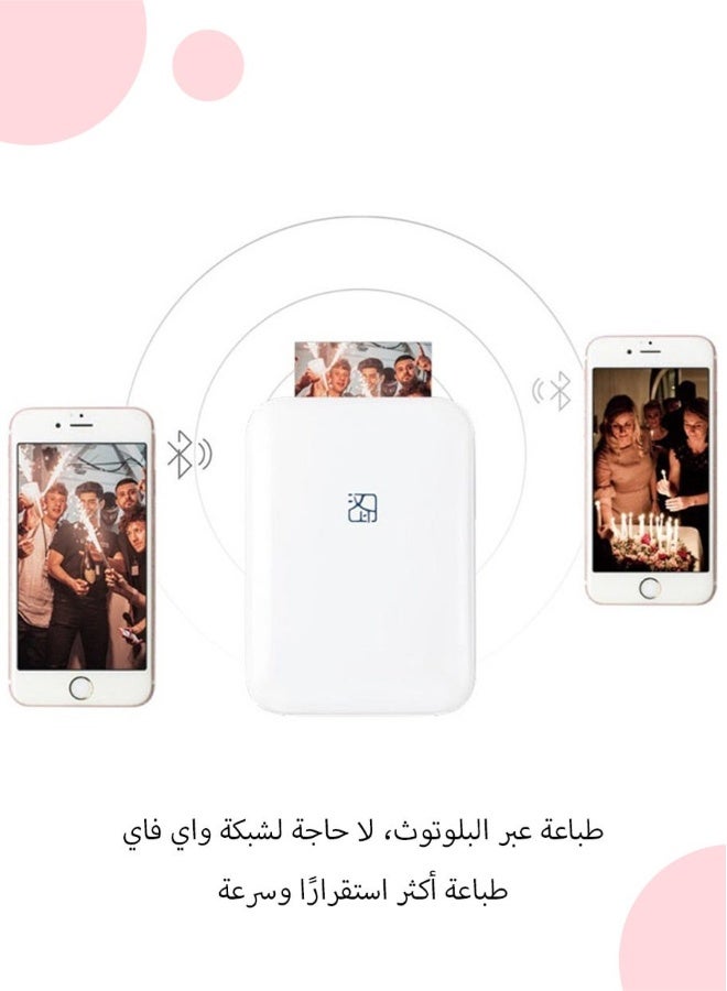 HPRT Portable Photo 300dpi Pocket Mini AR Printer with DIY Sharing Function, 550mAh, Zinc Paper Printer, White (with 5 Photo Papers) - Image 2