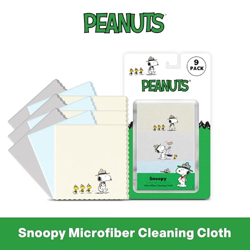 Purgenic Microfiber Cloth & Glasses Wipes (9 Pack) Lens & Glasses Cleaning Cloth - Eye Glass Clean Cloths - Eyeglass Cleaning Cloths - Camera Lenses & Gadget Delicate Screens - Snoopy - Image 2