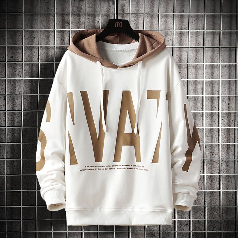 Ins Loose Hooded Long-sleeved Sweatshirt Mens 2025 Spring and Autumn New Korean Fashionable Clothes Mens Jacket White - Image 1