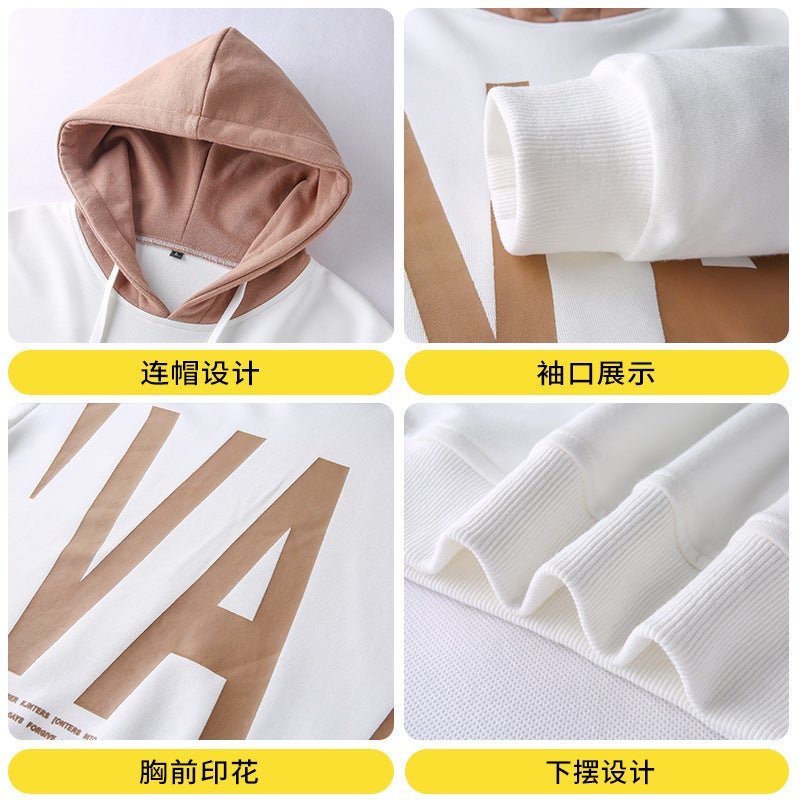 Ins Loose Hooded Long-sleeved Sweatshirt Mens 2025 Spring and Autumn New Korean Fashionable Clothes Mens Jacket White - Image 5