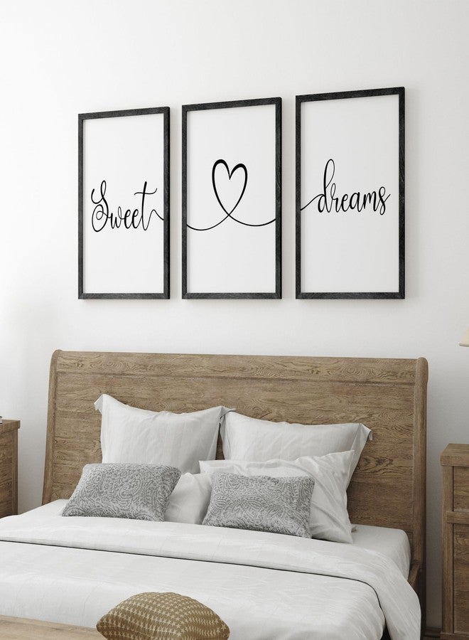 Ronasip Sweet Dreams Wall Decor for Bedroom Set of 3 Framed Wall Art for Farmhouse Rustic Home Master Bedroom Decor (11”x14”, Black) - Image 3