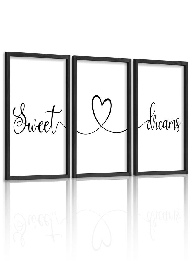 Ronasip Sweet Dreams Wall Decor for Bedroom Set of 3 Framed Wall Art for Farmhouse Rustic Home Master Bedroom Decor (11”x14”, Black) - Image 1