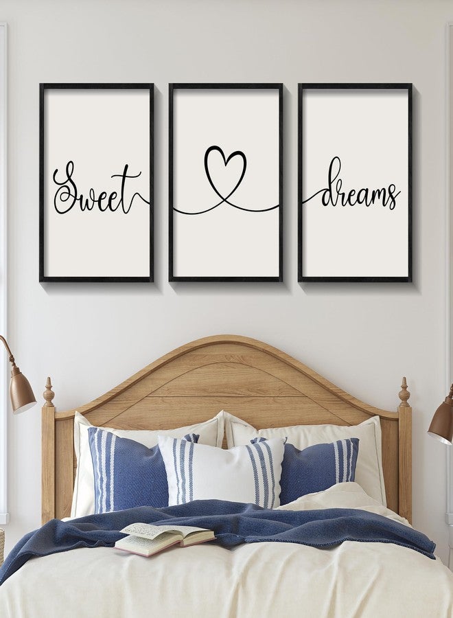 Ronasip Sweet Dreams Wall Decor for Bedroom Set of 3 Framed Wall Art for Farmhouse Rustic Home Master Bedroom Decor (11”x14”, Black) - Image 2