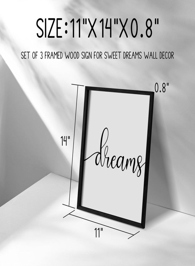 Ronasip Sweet Dreams Wall Decor for Bedroom Set of 3 Framed Wall Art for Farmhouse Rustic Home Master Bedroom Decor (11”x14”, Black) - Image 5