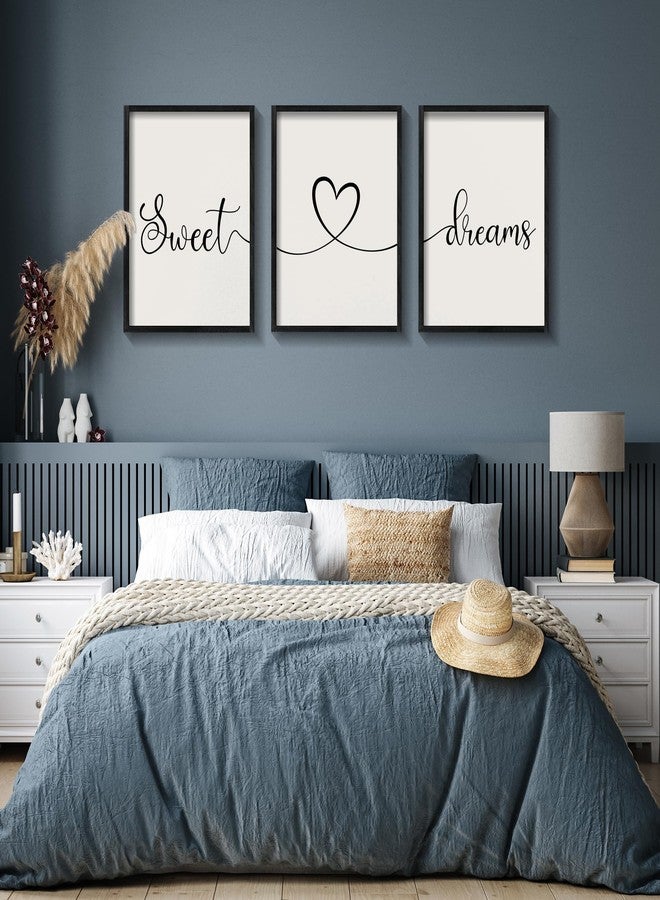 Ronasip Sweet Dreams Wall Decor for Bedroom Set of 3 Framed Wall Art for Farmhouse Rustic Home Master Bedroom Decor (11”x14”, Black) - Image 4