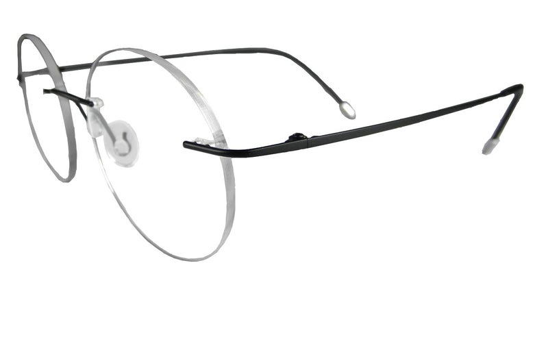 Circleperson Rimless Titanium Eyeglass frames Vintage round Hinged temple Light weight Black 48 - Image 2