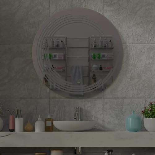 Quality Glass Bathroom LED Mirror with Touch Sensor, 3 Light Effects, Glass, Round LED-56 (18 x 18 Inch) - Image 3