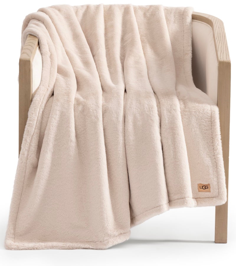 UGG Faux Fur Throw Blanket - Soft Luxury Throw for Couch, Cozy Bedroom Decor & Living Room Decor, Housewarming Gifts for Women, Beige Light Sand, 50"x70" (Marcella) - Image 1
