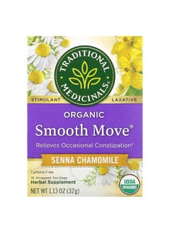 Traditional Medicinals Traditional Medicinals, Organic Smooth Move, Senna Chamomile, Caffeine Free, 16 Wrapped Tea Bags, 1.13 oz (32 g)  - Image 1