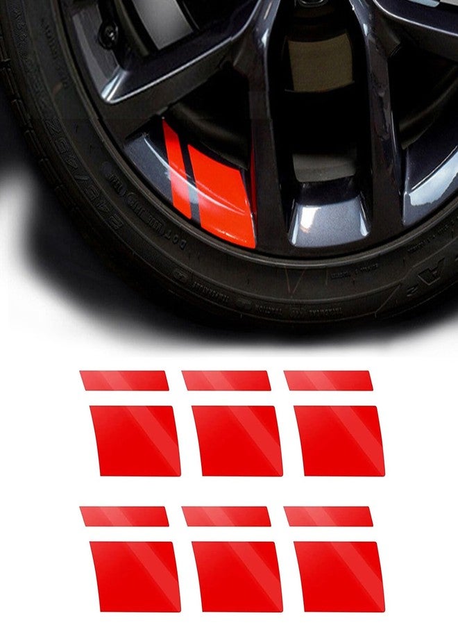 Slykew 6 PCS Car Wheel Rim Decal for 18In to 21In Wheels, Reflective Waterproof Automotive Stripes Decorative Stickers, Universal Tire Rim Accessories for Truck SUV Car Bike Motorcycle (Red) - Image 1