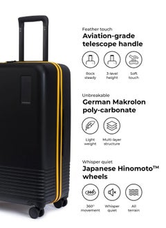 Mokobara MOKOBARA Iconic Range The Check-in Luggage Medium Size German Makrolon Poly-Carbonate Hard Sided 8 Hinomoto Wheels Suitcase Trolley - Hinomoto Wheels, Black-Crypto Sunray (Limited Edition)  - Image 4