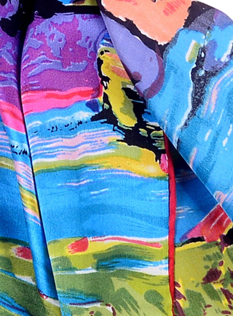 Salutto Women 100% Silk Scarves Van Gogh Painted Red House Scarf - Image 5