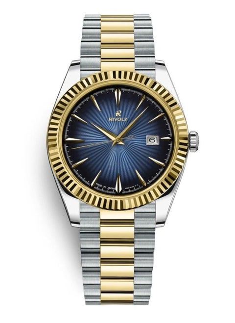 Modern men's watch with date, stainless steel