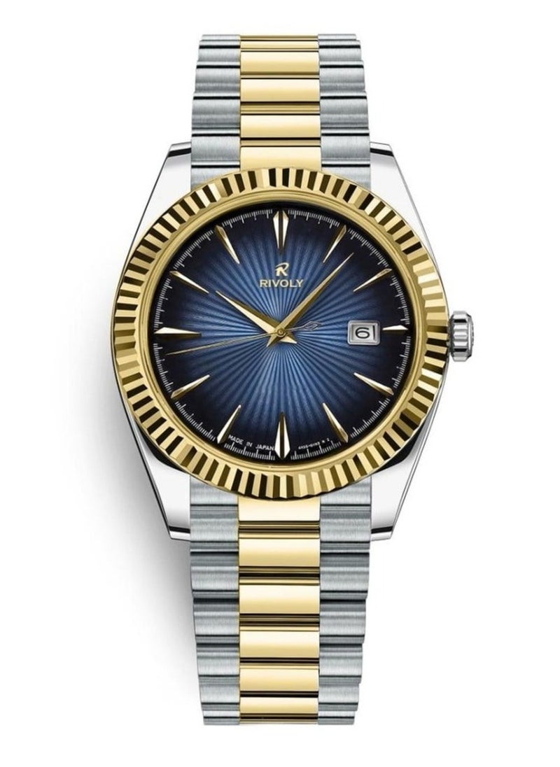 Modern men's watch with date, stainless steel