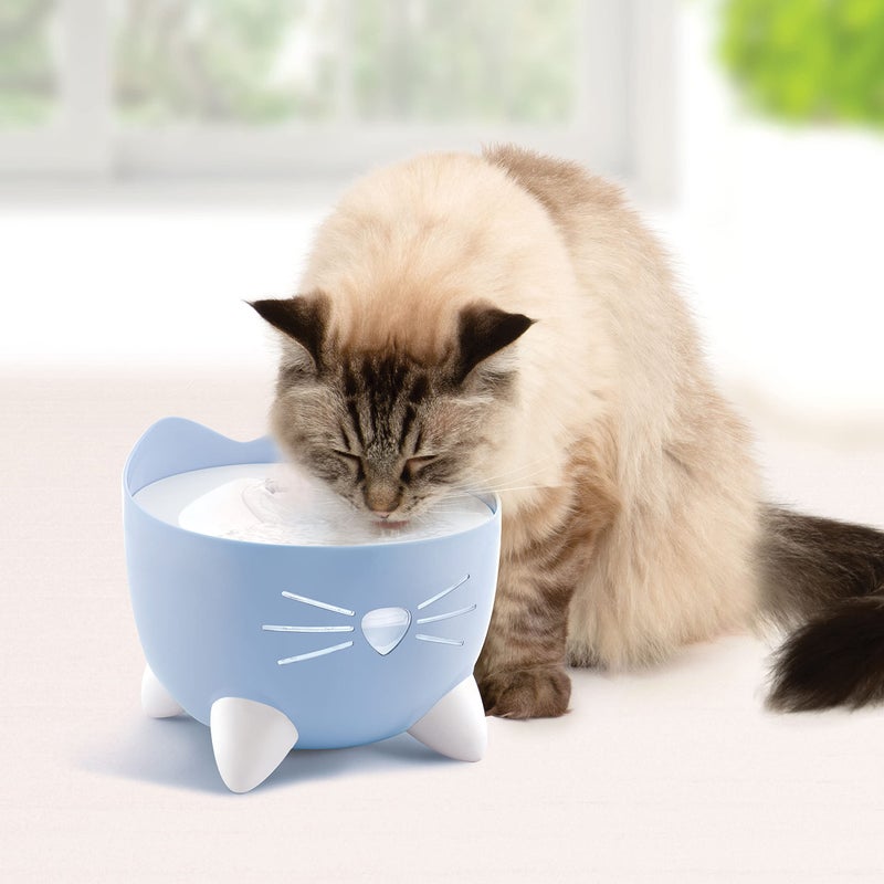 Catit PIXI Drinking Fountain â€“ Cat Water Fountain with Triple Filter and Ergonomic Drinking Options, Blue - Image 3