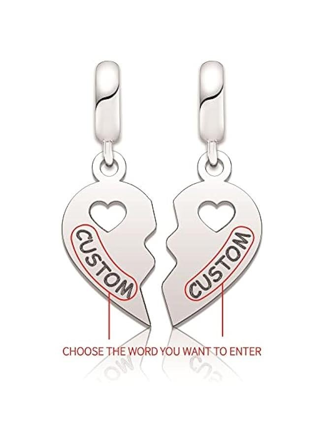 Arabest Heart Love Mom Mother Daughter Son Charm Dangle Beads Charms for Bracelets - Image 2