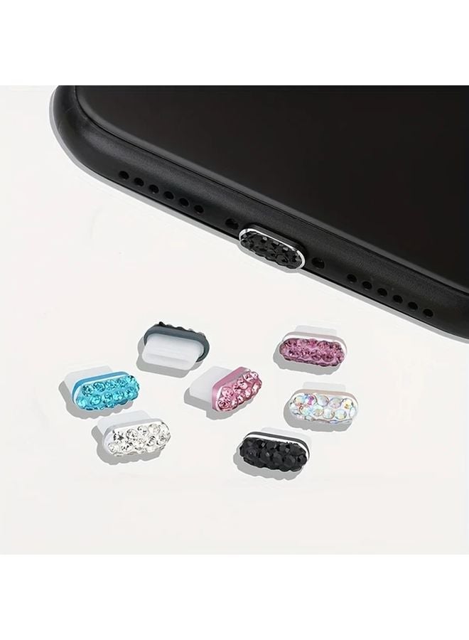 Silvery Rhinestone Metal Type C Dust Plug For Android iPhone 15 16 Pro Max Charging Port Cover - Image 5