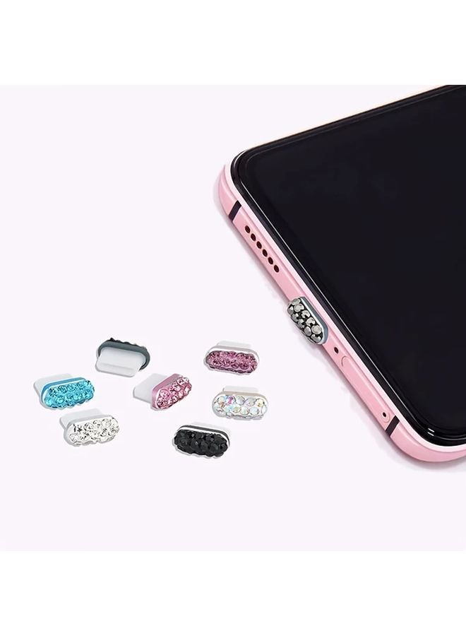Silvery Rhinestone Metal Type C Dust Plug For Android iPhone 15 16 Pro Max Charging Port Cover - Image 2
