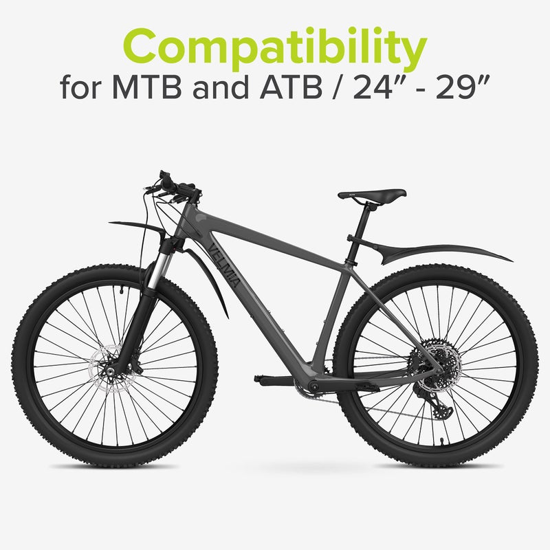 VELMIA Bike Fender Set [24-29 inch] - Universal Bike mud Guard, Mountain Bike Fender Against Splashing Water & Dirt I Bicycle fenders, Bike fenders - Image 3