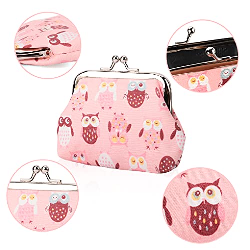 Oyachic 4Pcs Cute Owl Coin Purse,Small Leather Change Purse,Clasp Wallet for Girls Women - Image 2