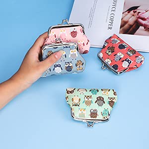 Oyachic 4Pcs Cute Owl Coin Purse,Small Leather Change Purse,Clasp Wallet for Girls Women - Image 5
