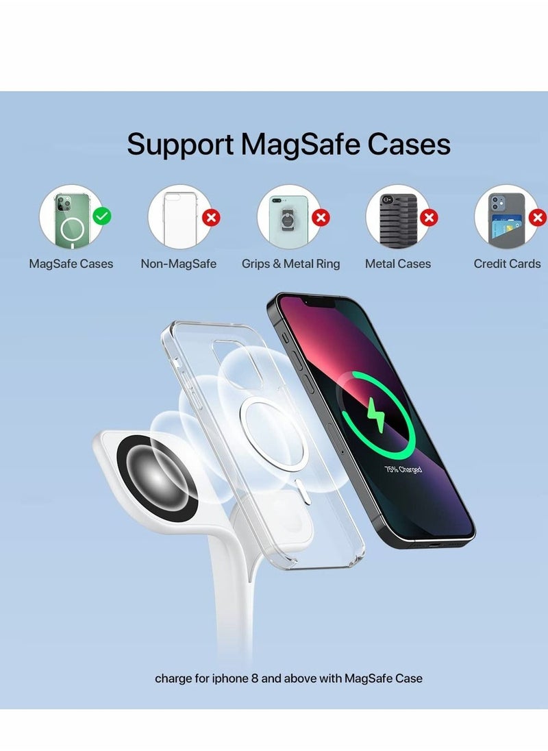 Excefore - Magnetic Charging Station, 3 in 1 Faster Mag-Safe Wireless Charger Stand for iPhone 14,13,12 Pro/Max/Mini/Plus, Apple Watch 8/7/6/SE/5/4/3/2 and Aiepods 3/2/Pro/Pro 2 with LED and Adapter - Image 1