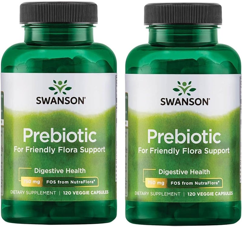 Swanson Prebiotic Capsules  Promotes Friendly Flora Support  Overall Digestive Health  Prebiotic Fiber Promoting Gut Health  Immune Support  120 Veggie Capsules 750mg Each 2 Pack - Image 1