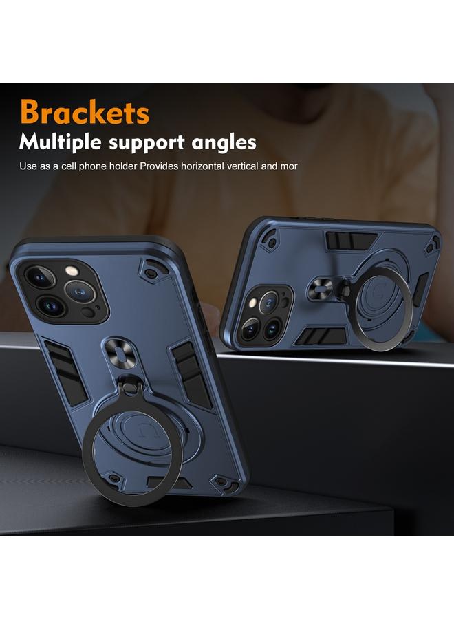 Zaboon Case For iPhone 13 Pro Max Metal Ring 360 Degree Rotating Holder PC Hybrid TPU Phone Case - Image 3