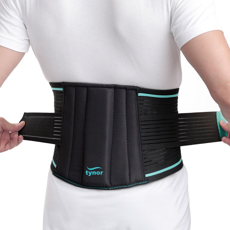 TYNOR Back Brace for Lower Back Pain - Back Support Belt for Women & Men - Breathable Design With Lumbar Support Pad - Lumbo Sacral Belt for Lower Back Pain - Black, Large, 1 Unit - Image 1