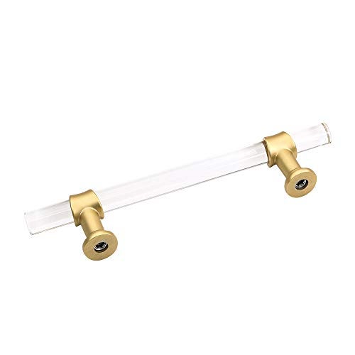 Peaha 10 Pack 3-3/4 Inch Acrylic Cabinet Pulls Gold Drawer Handles Brushed Brass Hardware Zinc Alloy for Dresser Cupboard Kitchen - Image 3