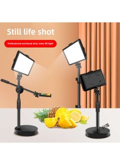 General Fill Light Photography Live Broadcast Small Desktop Food Lighting Spotlight Taobao Live Studio Photography Soft Light Led Square-Light Source Color:Vertical Shooting 2.1m Bracket + Large Panel Light  - Image 2