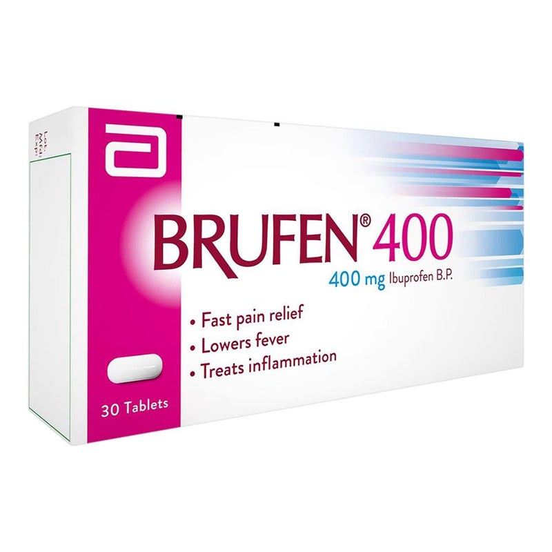 Brufen, 400mg Tablets, Pain relief and fever reducer medication, 30 tablets - Image 1