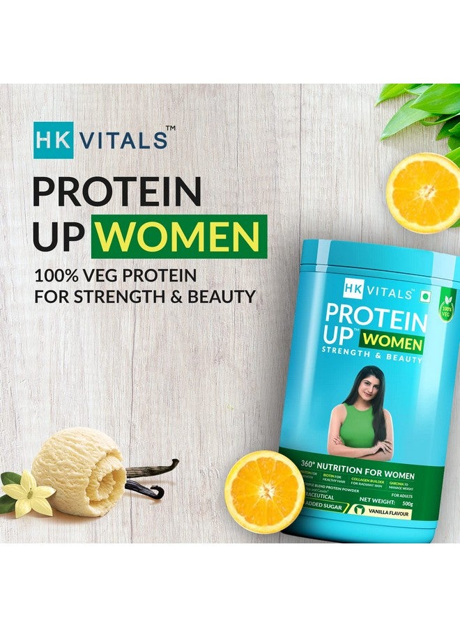 HEALTHKART هيلث كارت HK فايترز بروتين أب للنساء (فانيليا، 500 جرام) | بروتين نباتي مع الصويا، مصل اللبن، مزيج بناء الكولاجين، البيوتين، جارسينيا والشاي الأخضر | من أجل القوة والجمال - Image 2