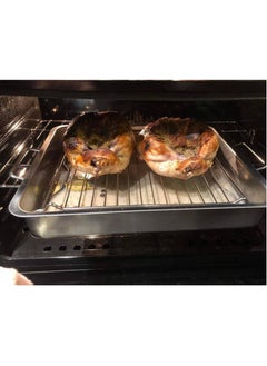 Generic Roasting tray with grill rack Stainless steel 40x32 cm Stainless steel Dishwasher safe Oven safe.  - Image 2