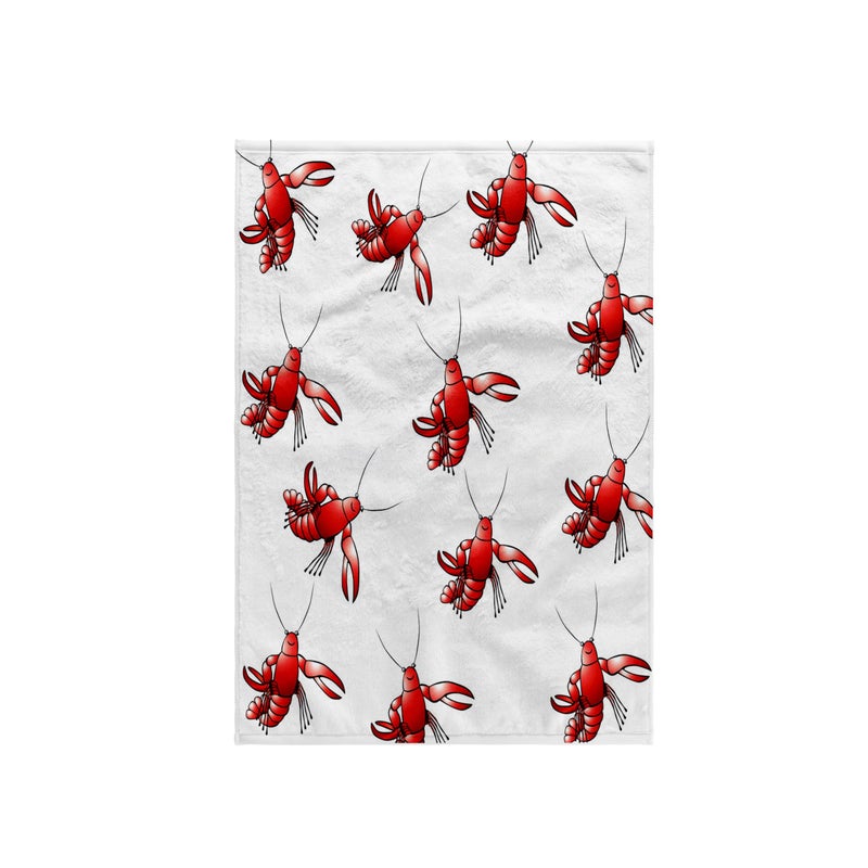 3DROSE 3D Rose Image of Red Crawfish Repeat Pattern Hand Towel  15"" x 22"" - Image 1