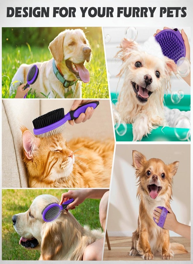UGNEL 2PCS Pet Grooming Tools - Double-Sided Brush for Shedding and Bathing, Suitable for Short/Long Haired Dogs Cats and Horses, Deshedding Dog Brush, Mane & Tail Combs for Horses - Pet Supplies (Purple) - Image 3
