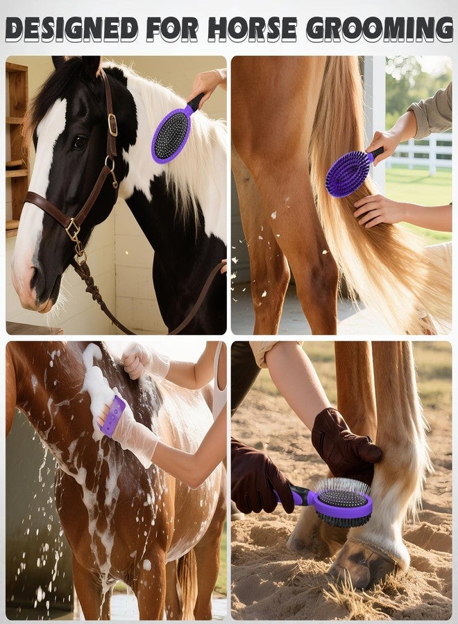 UGNEL 2PCS Pet Grooming Tools - Double-Sided Brush for Shedding and Bathing, Suitable for Short/Long Haired Dogs Cats and Horses, Deshedding Dog Brush, Mane & Tail Combs for Horses - Pet Supplies (Purple) - Image 2