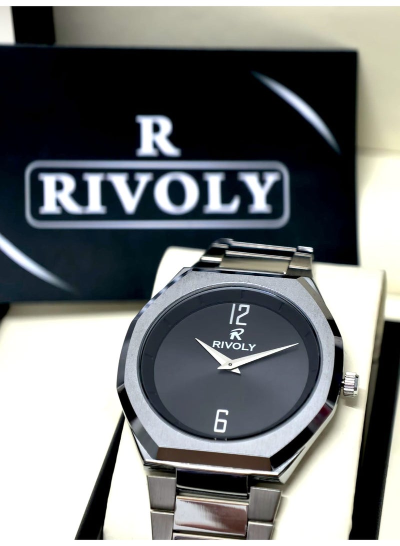 Rivoly Men's Stainless Steel Analog Quartz Watch, Easy to Read Fashion Design Waterproof Classic Luxury. - Image 2