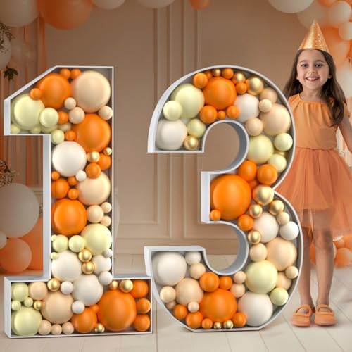 imprsv Mosaic Numbers for Balloons 4FT Large 13th Birthday Decorations Balloon Mosaic Number Frame Marquee Number 13 Anniversary Party Decor Cardboard Numbers - Image 1