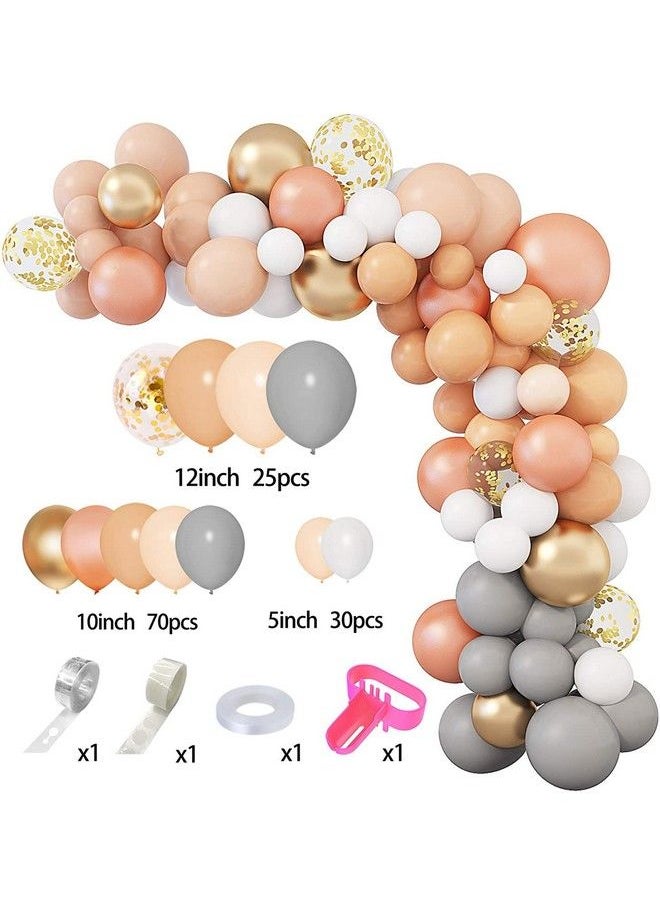 Amandir - 129Pcs Hobo Peach Balloons Garland Kit Baby Shower Birthday Decorations, Blush Macaron Pastel Orange Rose Gold Gray Confetti Balloon Balloons For Wedding Bridal Bachelorette Party Supplies - Image 1