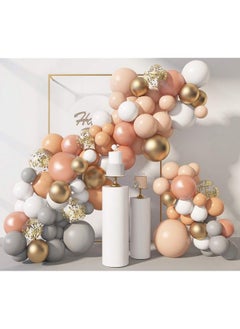 129Pcs Hobo Peach Balloons Garland Kit Baby Shower Birthday Decorations, Blush Macaron Pastel Orange Rose Gold Gray Confetti Balloon Balloons For Wedding Bridal Bachelorette Party Supplies