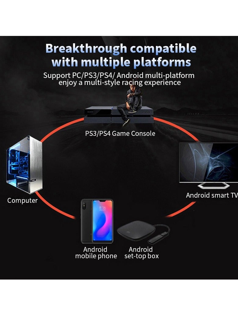 عجلة قيادة للسباق من ديجري مع دواسات ومحولات لون أسود متوافقة مع جهاز PS4 PS3 PC Android - Image 4