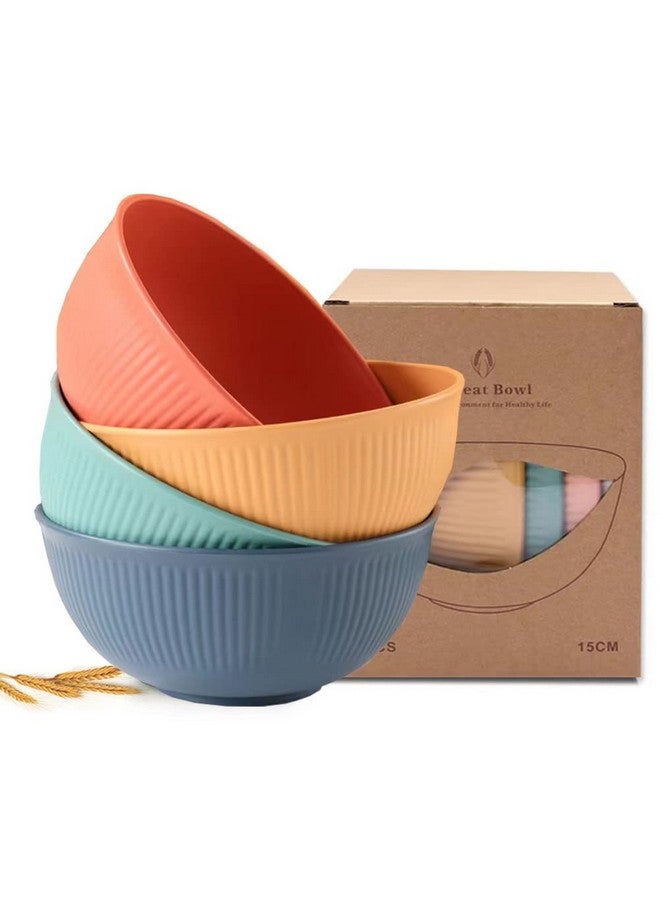 LRUUIDDE Unbreakable Cereal Bowls 24 oz -Reusable Wheat Straw Fiber Lightweight Bowls Set - Dishwasher & Microwave Safe - Perfect for Snacks,Cereal, Ice Cream,Soup, Rice Bowls 4 Pack - Image 1