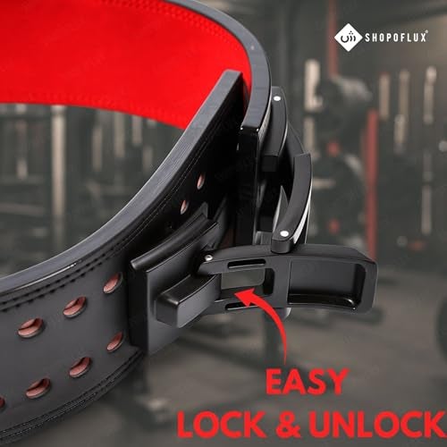 SHOPOFLUX Weight Lifting Lever Belt -Power Lifting Belt With Heavy Duty Buckle for Men & Women for Lower Back Support, Multipurpose Gym Workouts Deadlifts Squats Powerlifting (13mm, L) - Image 2