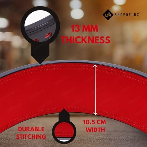 SHOPOFLUX Weight Lifting Lever Belt -Power Lifting Belt With Heavy Duty Buckle for Men & Women for Lower Back Support, Multipurpose Gym Workouts Deadlifts Squats Powerlifting (13mm, L) - Image 3