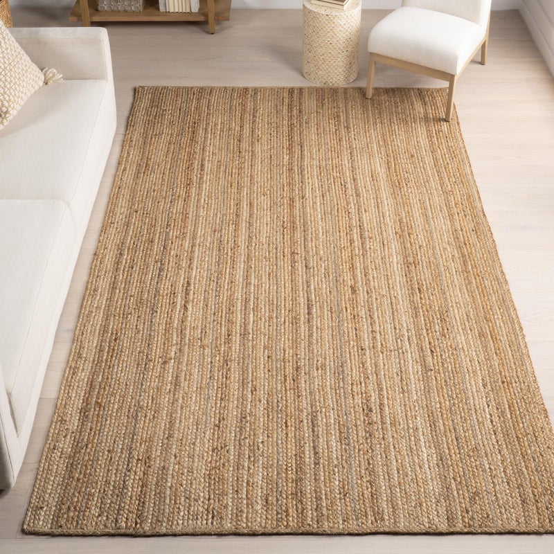 nuLOOM 3x5 Rigo Jute Hand Woven Area Rug Natural Solid Farmhouse Design Natural Fiber For Bedroom Living Room Dining Room Hallway Office Kitchen Entryway