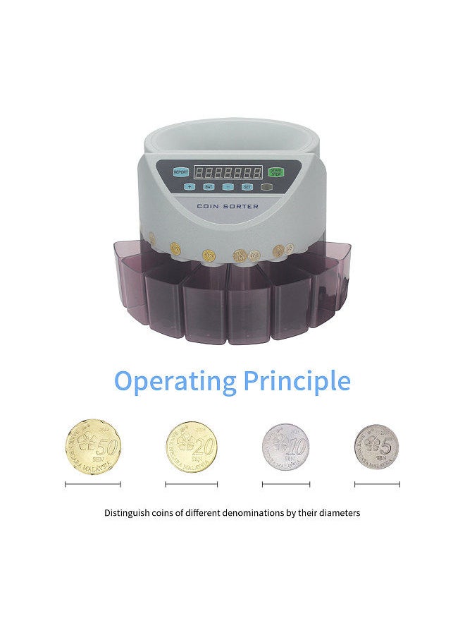 Generic - Electronic Coin Sorter Counter Counting Sorting Machine Countable Coins Malaysian Coins with Multi-Functional 7 Digit LED Display UK Plug - Image 1