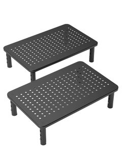 FlashHawk 2 Pack Monitor Stand Riser, 3 Height Adjustable, Laptop Holder for Office, with Ventilation Holes​, ​​Space-Saving Efficiency, Black  - Image 1